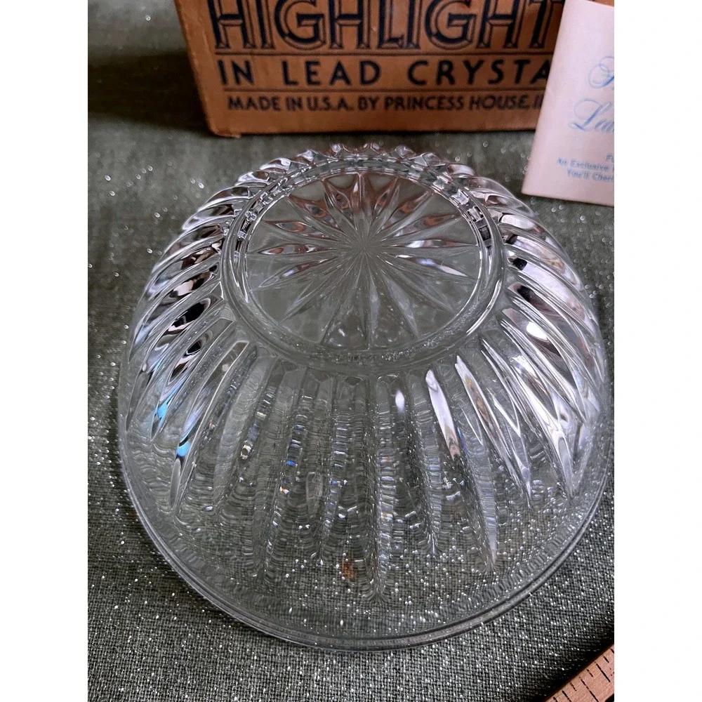 Princess House Highlights Lead Crystal Bowl 861 Sunburst Ribbed Made in USA 7